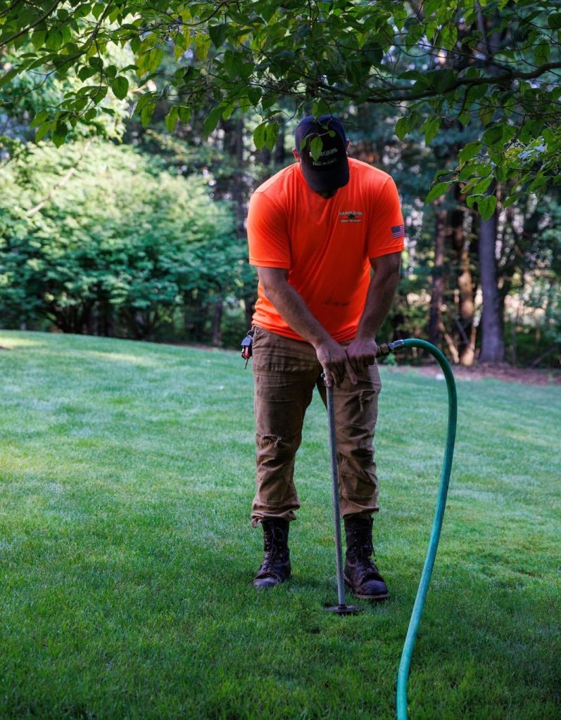 Marquis Tree Care employee performing deep root fertilization service